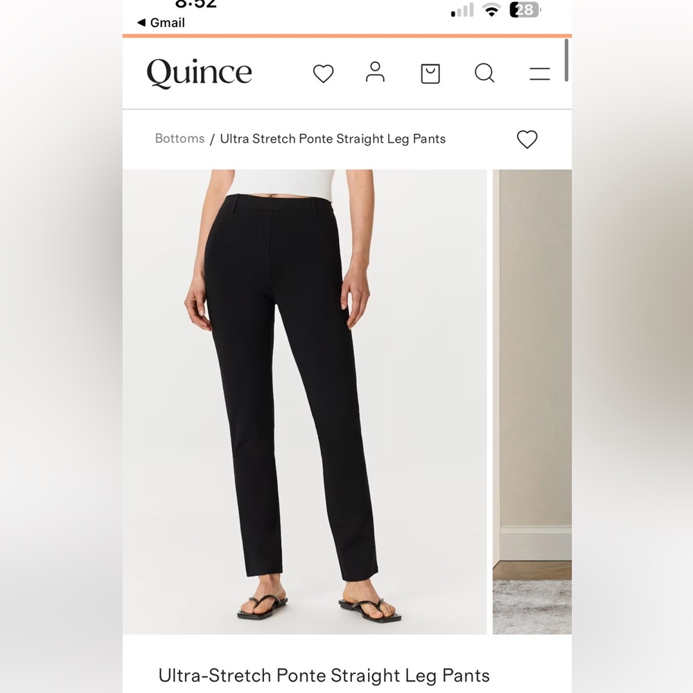Quince Black Ultra-Stretch Ponte Straight Leg Pants